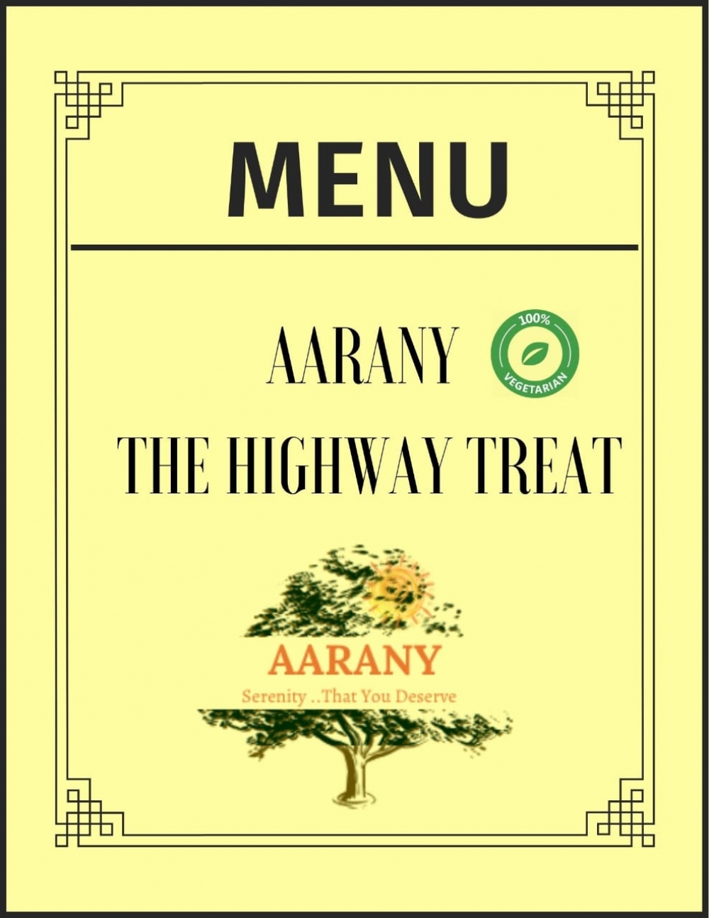 Aarany Menu