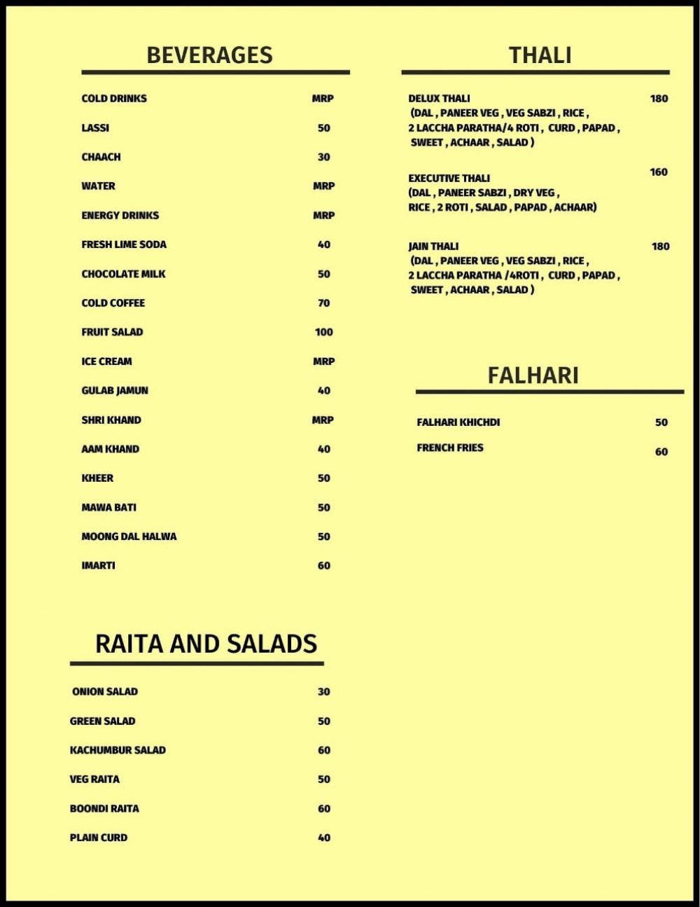 Thali & Beverages